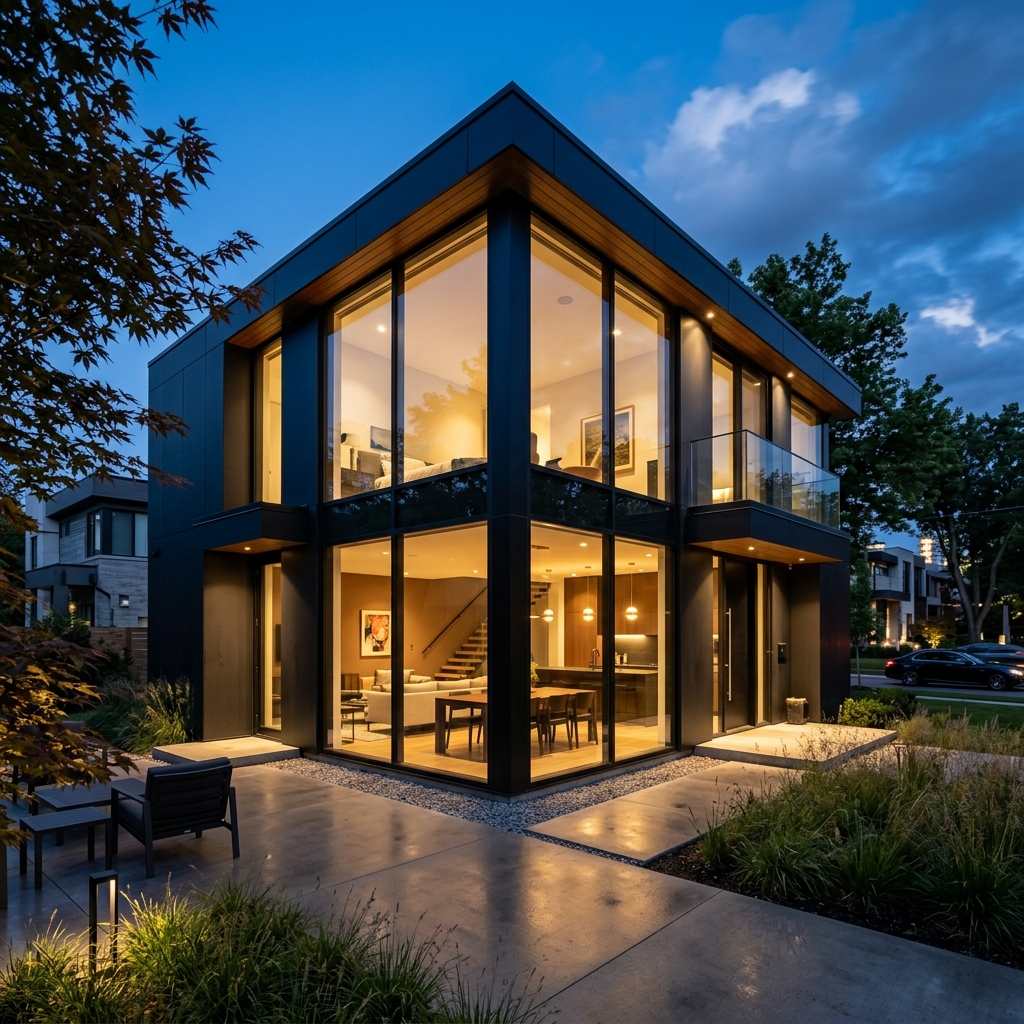 קירות מסך וזכוכית בשילוב חיפוי אלוקובונד מודרני – סוד השקיפות